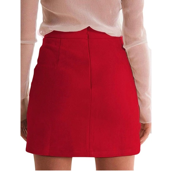 Red Faux Suede Skirt - Picture 4 of 8